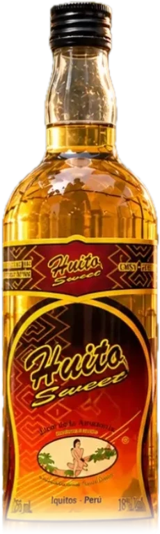 Botella de HuitoSweet, licor de la Amazonía de Cortezas Maceradas Selva Virgen