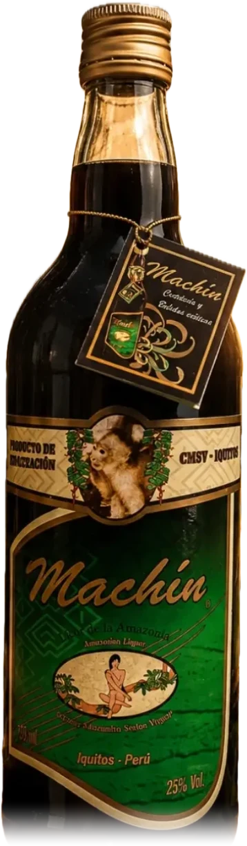 Botella de Machín, licor de la Amazonía elaborado en Iquitos